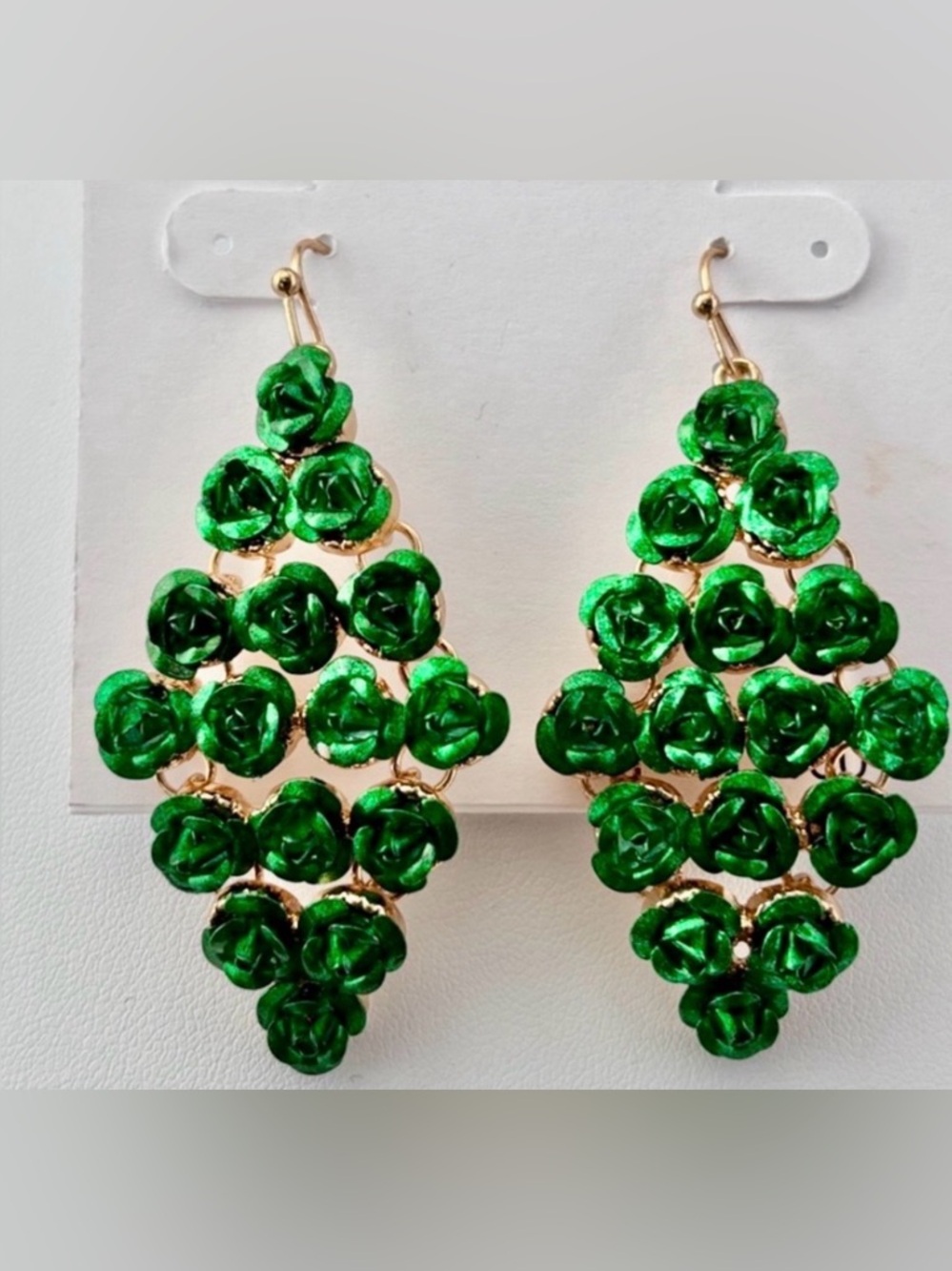 Jillian Michel Triangle Metal Floral,Goldtone,dangle, fishhook dressy,Holiday